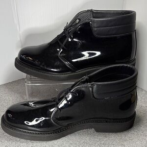 Men's Bates uniform Black Leather Ankle Boots patent leather. Fc5 unworn